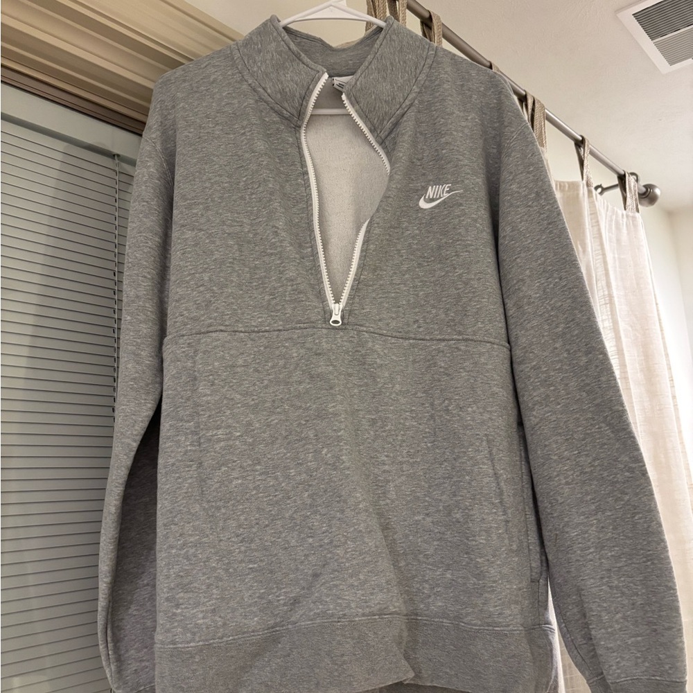 Nike Men's Heather Gray Zip-Up Sweater